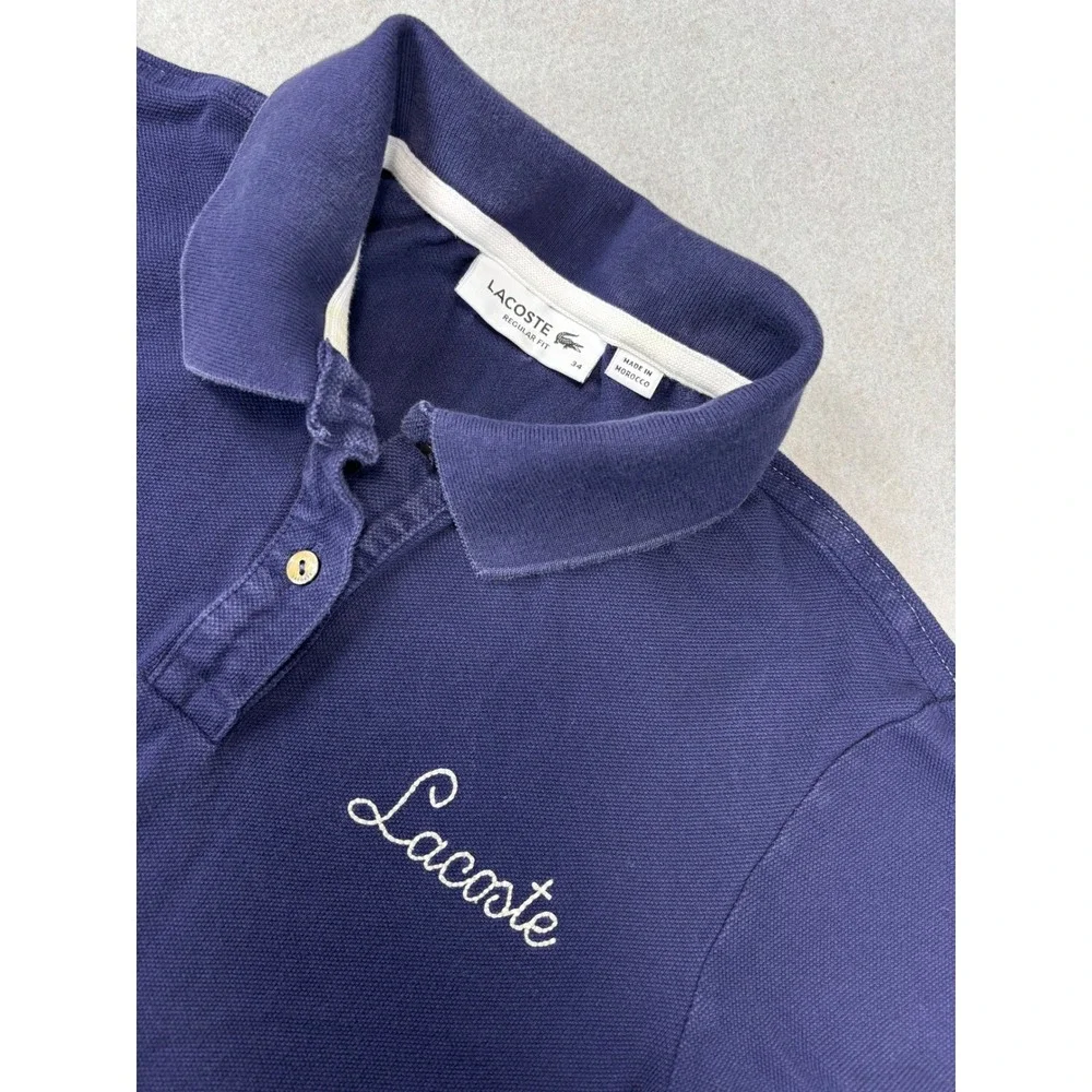 Women's Lacoste‎ Embroidered Cotton Pique Polo Navy Size 34 Small - Picture 3 of 7
